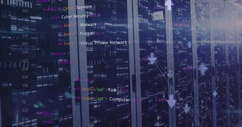 Image of data processing over computer servers Stock Photos