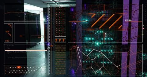Image of data processing over computer servers Stock Photos