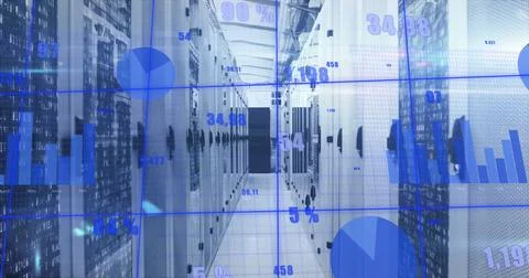 Image of data processing over computer servers Stockfoto's