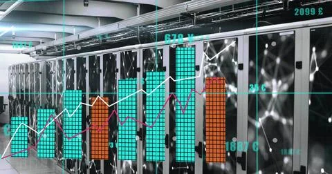 Image of data processing over computer servers Stock Photos