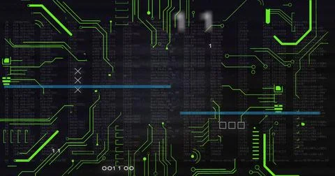 Image of data processing over computer motherboard Foto stock
