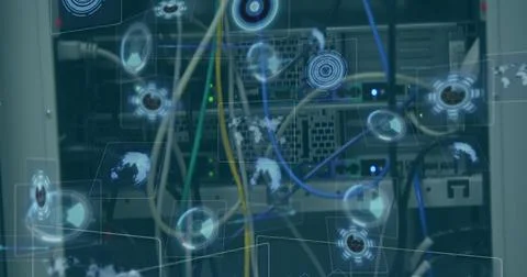 Image of data processing over computer server Stock Photos