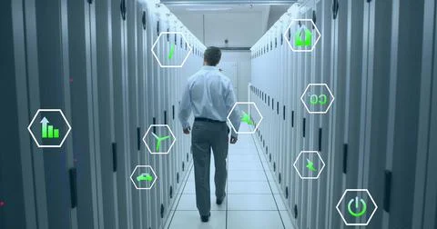 Image of data processing over computer servers 写真素材
