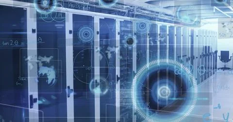 Image of data processing over computer servers Stock Photos