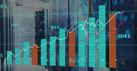 Image of data processing over computer servers Foto stock