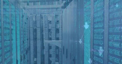 Image of data processing over computer servers 스톡 사진