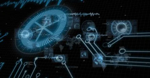 Image of data processing over computer circuit board Stock Photos