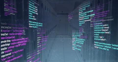 Image of data processing over computer servers Foto stock