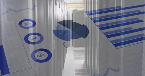 Image of data processing over computer servers Stock Photos