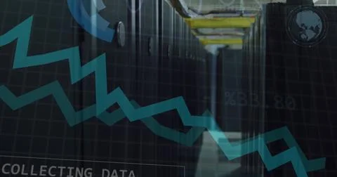 Image of data processing over computer servers Stock Photos