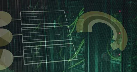 Image of data processing over computer servers Foto stock