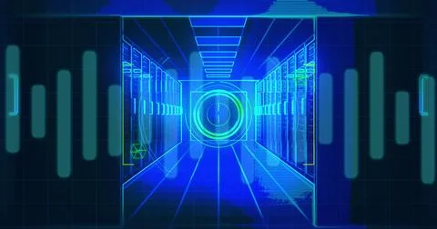 Image of data processing over computer servers Stock Photos