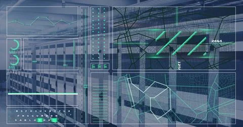 Image of data processing over computer servers Foto stock