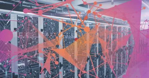 Image of data processing over computer servers Stock Photos