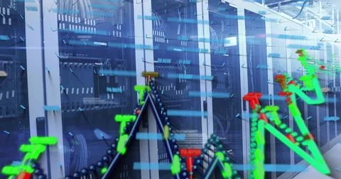 Image of data processing over computer servers Stock Photos