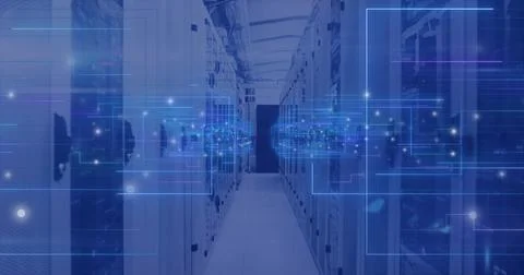 Image of data processing over computer servers Stock Photos