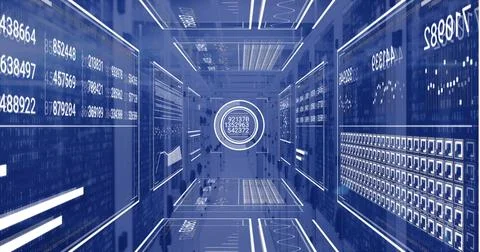 Image of data processing over computer servers Stock Photos