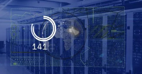 Image of data processing over computer servers Stock Photos