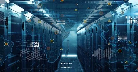 Image of data processing over computer servers Stock Photos