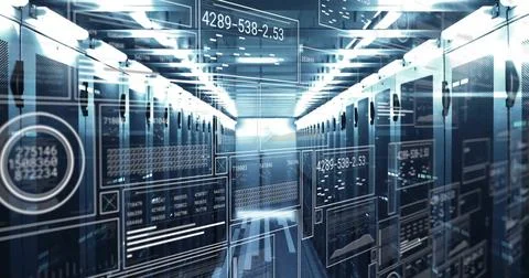Image of data processing over computer servers Stockfoto's
