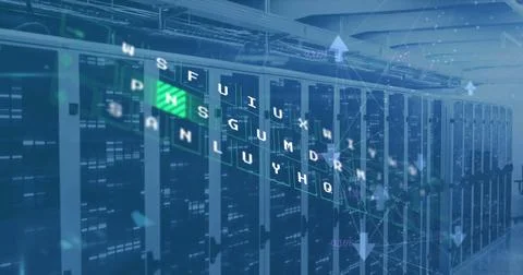 Image of data processing over computer servers Stock Photos