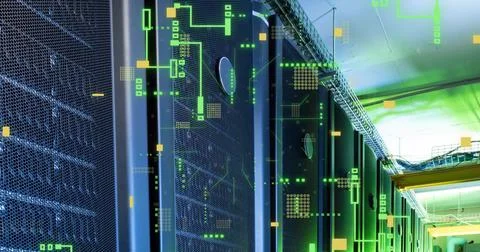 Image of data processing over computer servers Stock Photos