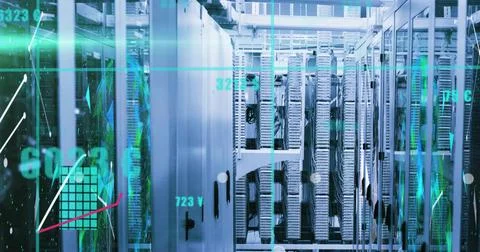 Image of data processing over computer servers Stock Photos