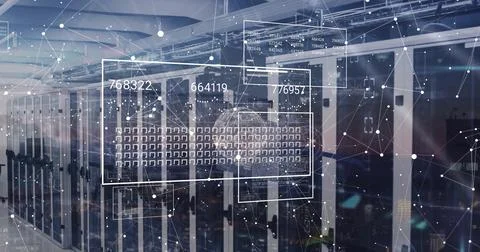 Image of data processing over computer servers 스톡 사진