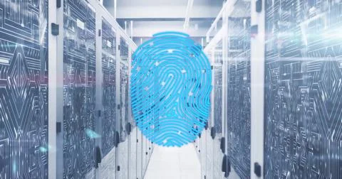 Image of data processing over computer servers Stock Photos