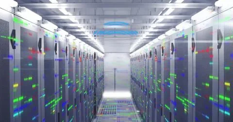 Image of data processing over computer servers Foto stock