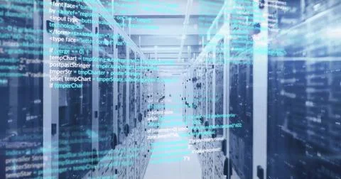 Image of data processing over computer servers Foto stock