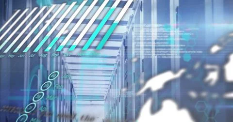 Image of data processing over computer servers Foto stock