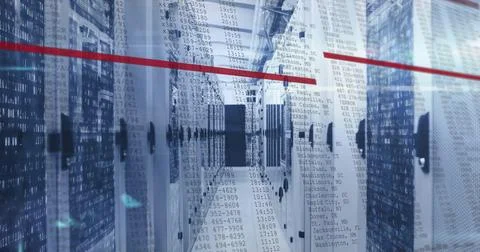 Image of data processing over computer servers Foto stock