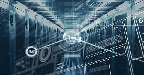 Image of data processing over computer servers Foto stock