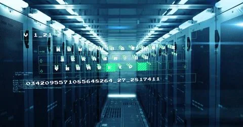 Image of data processing over computer servers Foto stock