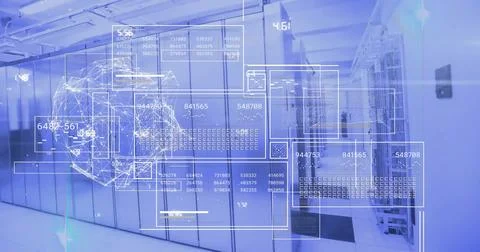 Image of data processing over computer servers Foto stock