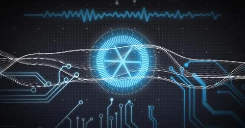 Image of data processing over computer circuit board Stock Photos