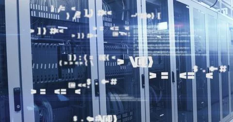 Image of data processing over computer servers Foto stock