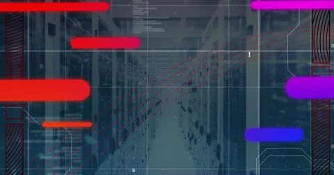Image of data processing over computer servers Stockfoto's