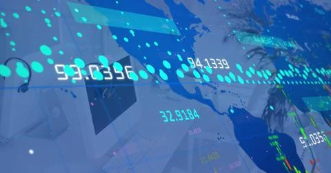 Image of data processing over computers in office Stock Photos