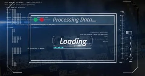 Image of data processing over computing board 库存插图