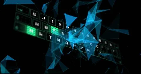 Image of data processing over connections on black background 스톡 일러스트