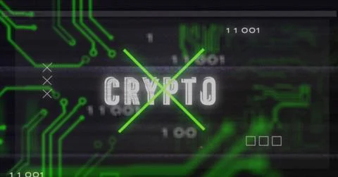 Image of data processing over crypto text Stockfoto's