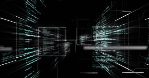 Image of data processing over dark background Illustrazione stock