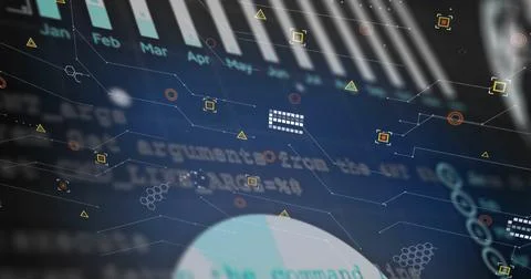 Image of data processing over dark background イラスト素材