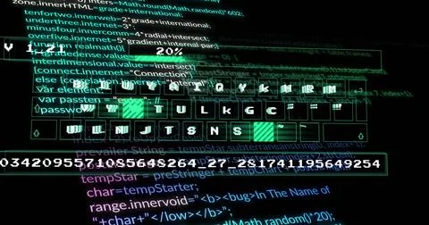 Image of data processing over dark background Illustrazione stock