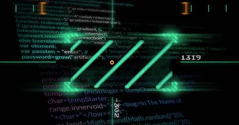 Image of data processing over dark background Illustrazione stock