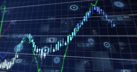 Image of data processing over dark background 스톡 일러스트