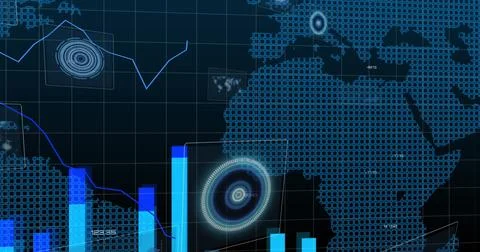 Image of data processing over dark background Illustrazione stock