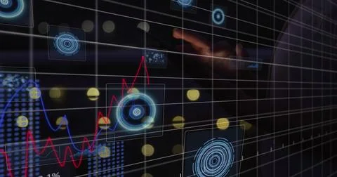 Image of data processing over dark background イラスト素材